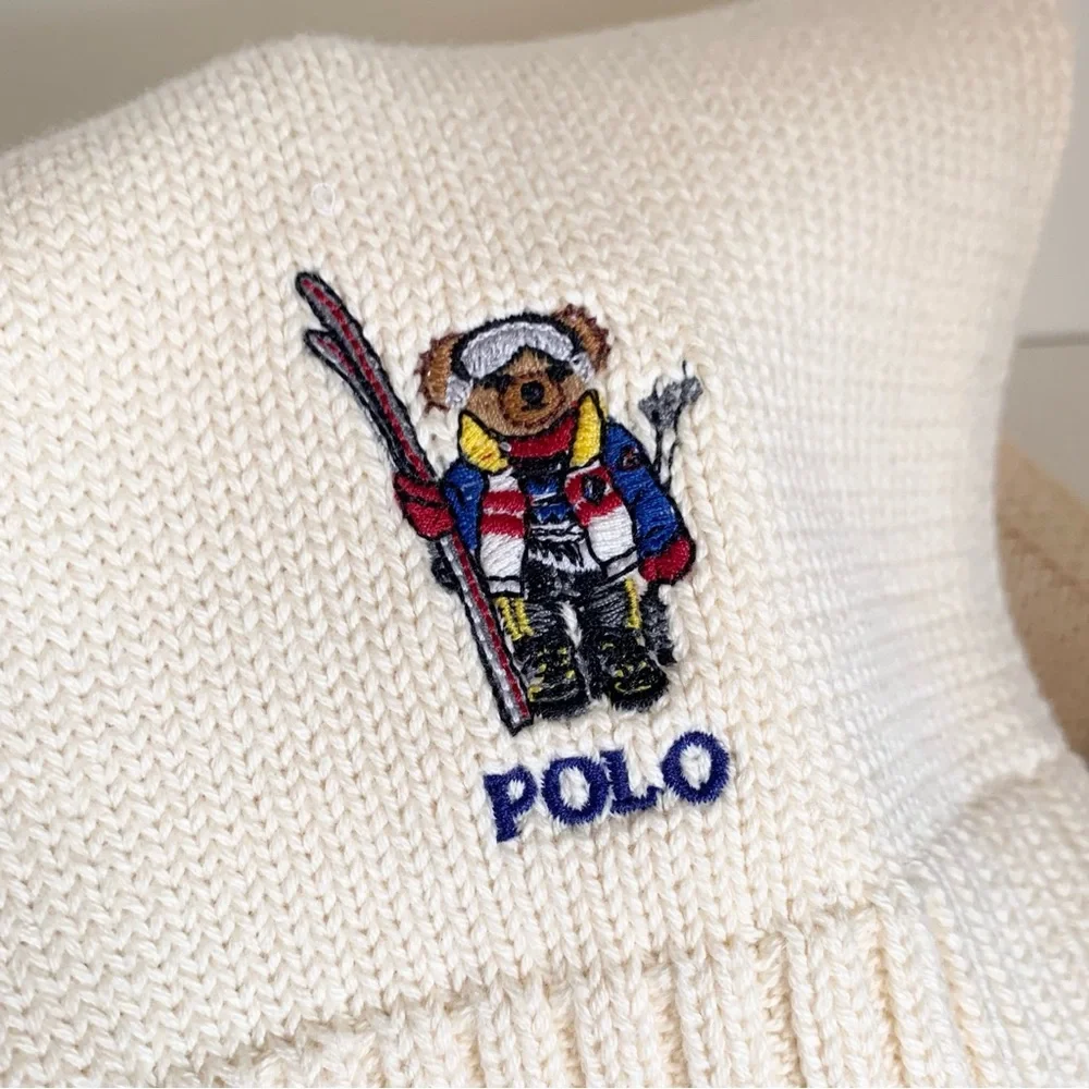 Hold Ralph Lauren polo bear embroidered scarf 100% cotton